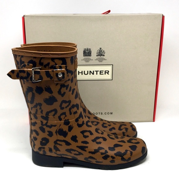 HUNTER Original Leopard Print Refined Short Rain Boot - Picture 11 of 12
